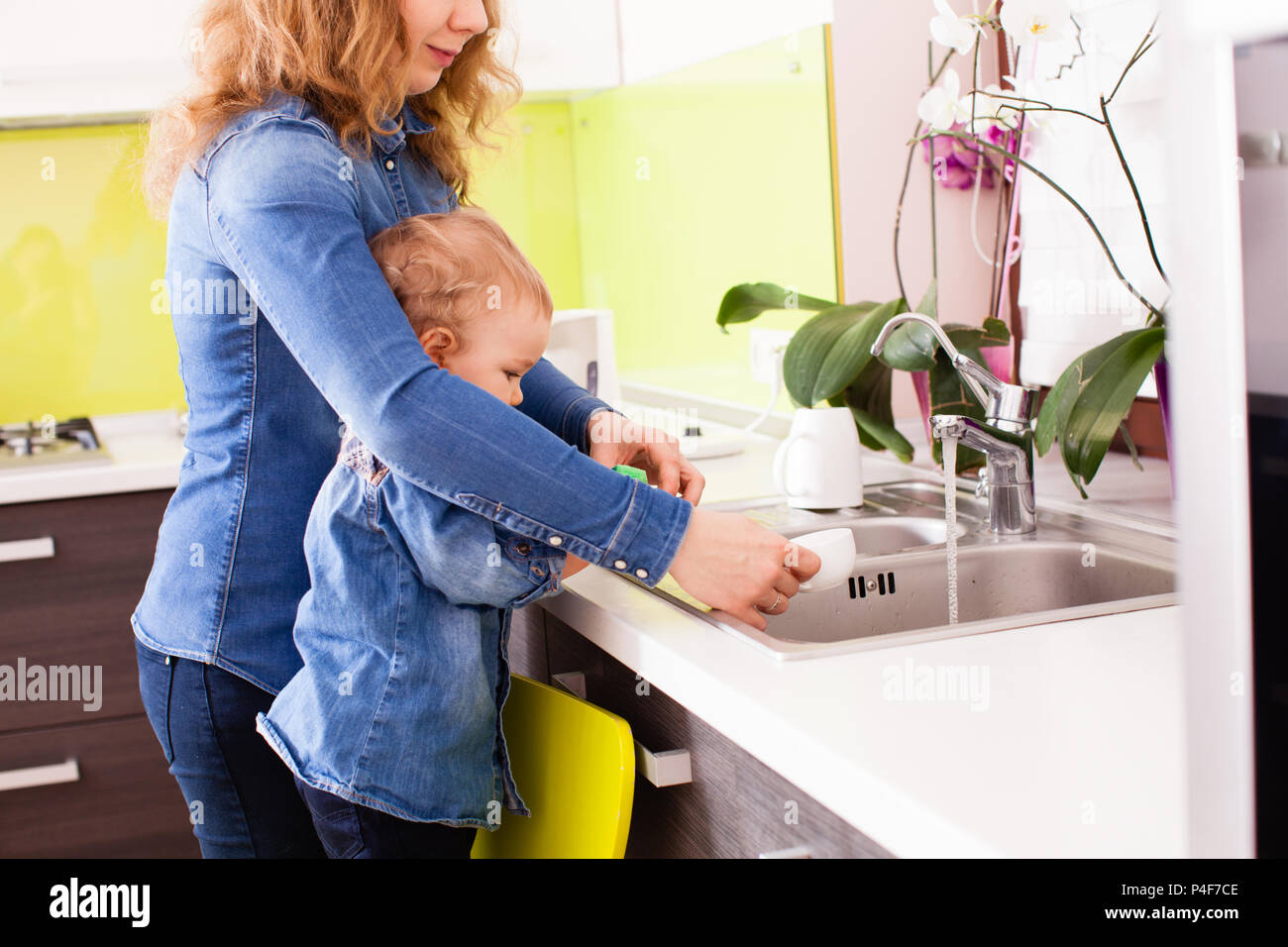 washing the dishes together Stock Photo Alamy