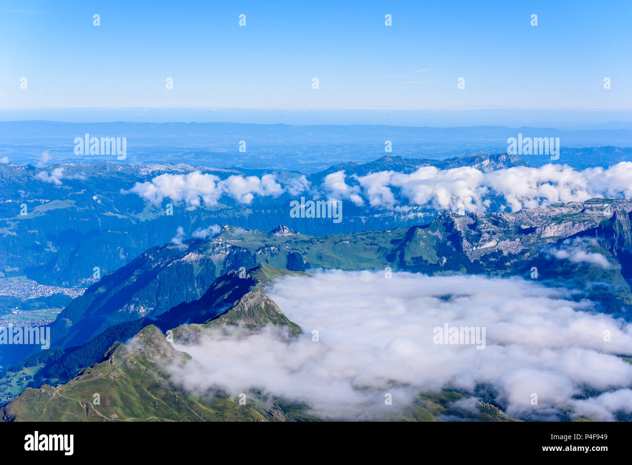 View from Jungfraujoch platform to the Bernese Alps in Switzerland - travel destination in Europe Stock Photo