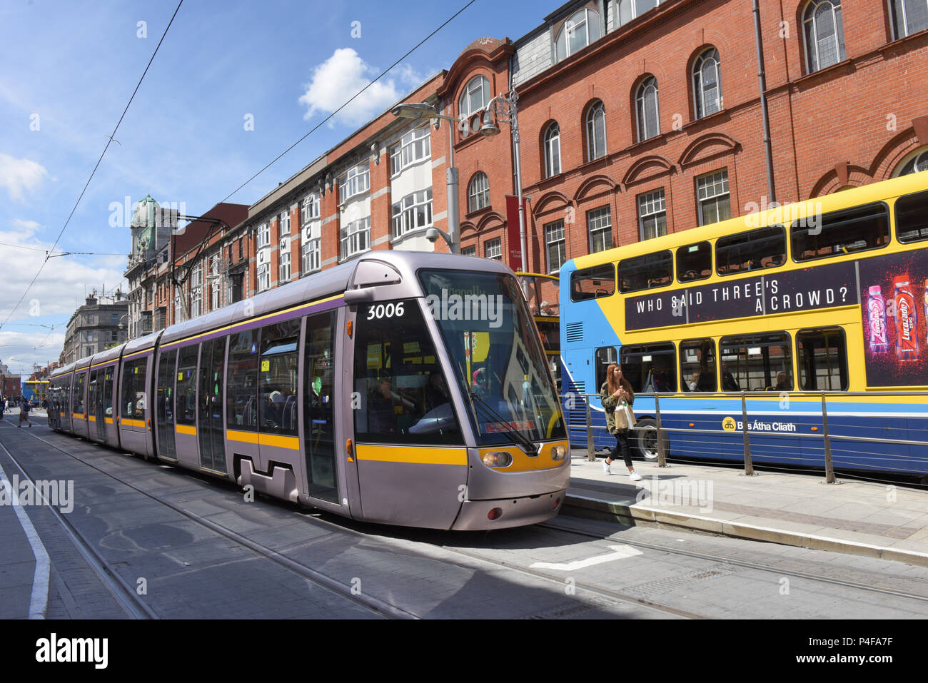 Tram, Dublin City Centre, Lower Abbey Street Stock Photo Alamy