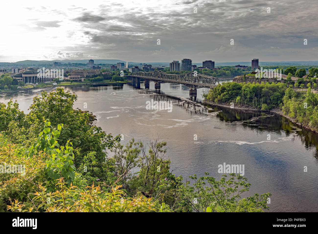 View of Alexandra Bridge and the Ottawa River, Ottawa, Canada Stock Photo