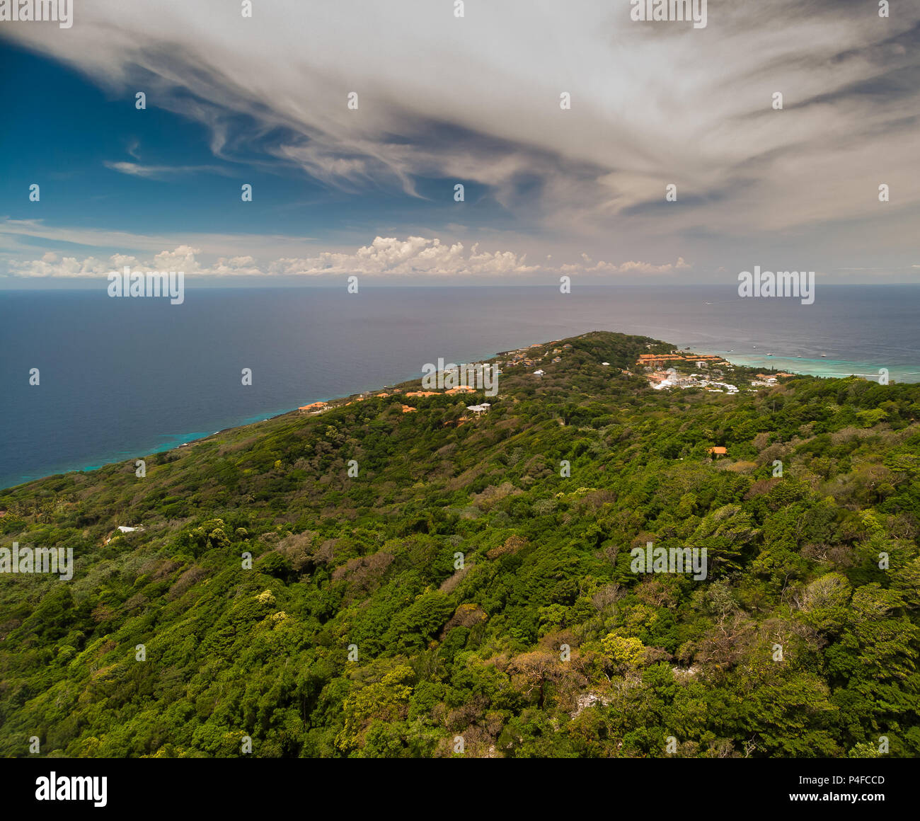 Aerial View Of Caribbean Sea From Roatan Island Stock Photo - Alamy