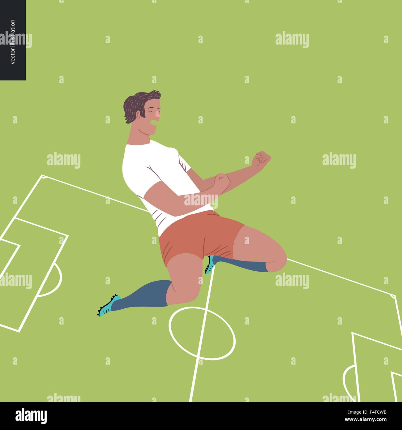 Womens European football, soccer player flat vector illustration