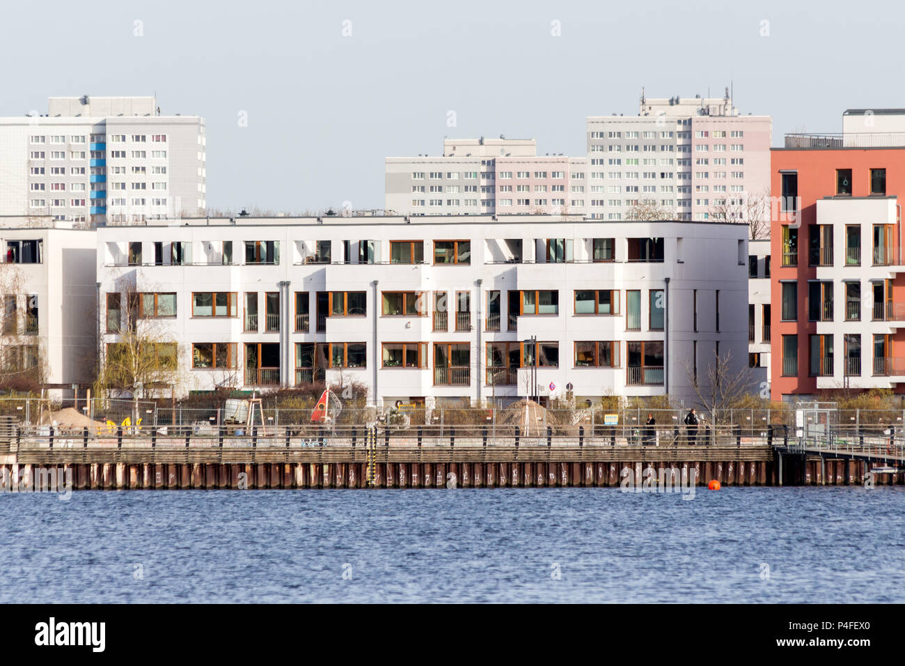 Berlin, Germany, row houses in the Rummelsburger bay Stock Photo