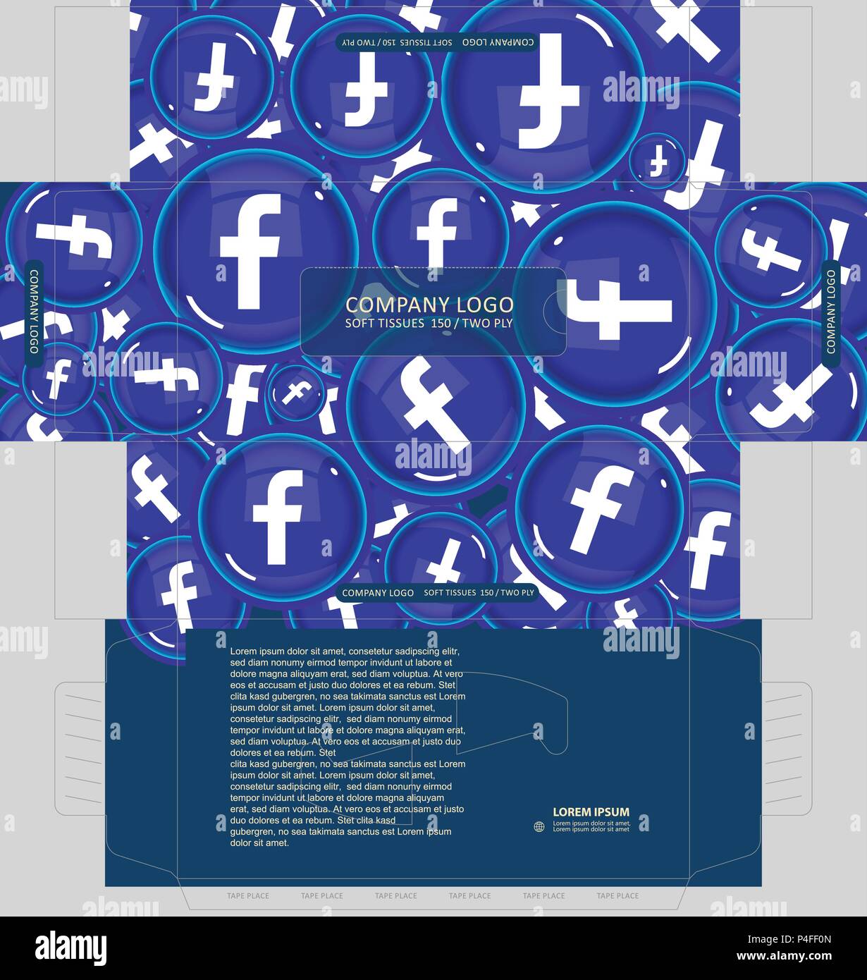 Tissue box template Facebook logo concept, template for business