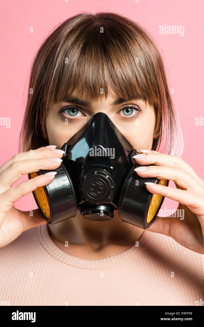 Woman wearing gas mask looking hi-res stock photography and images - Alamy