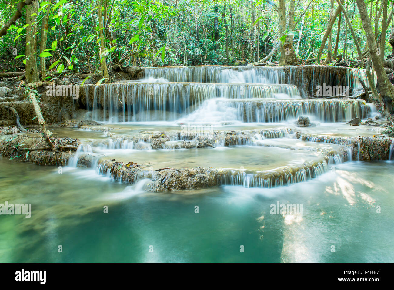 Deep forest waterfall kanchanaburi thailand hi-res stock photography ...