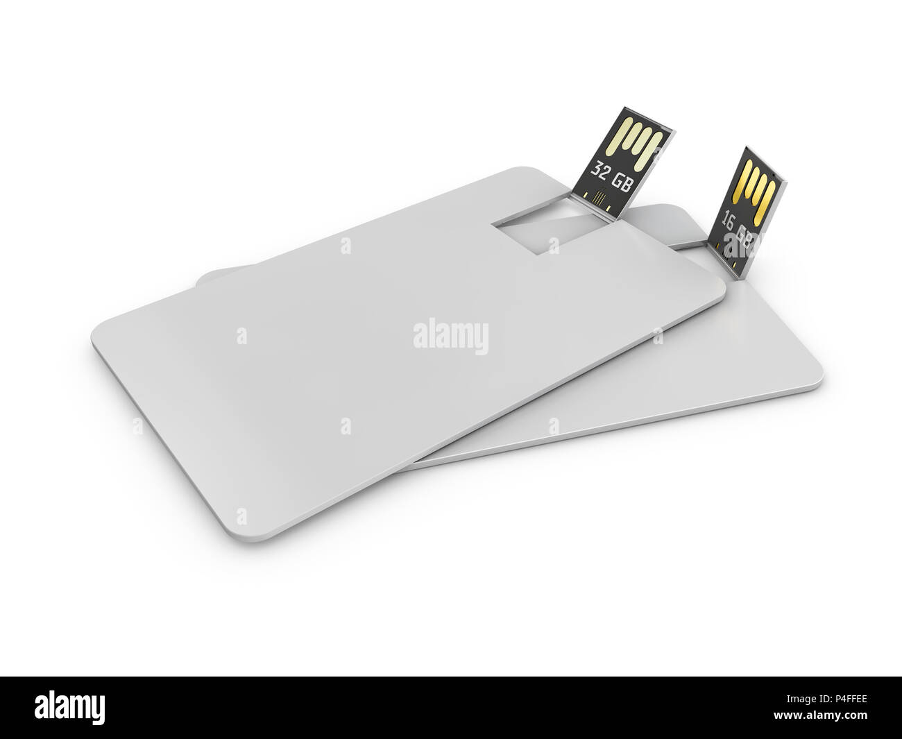 Blank white plastic wafer usb card 3d Illustration. Visiting flash drive namecard mock up Stock Photo - Alamy