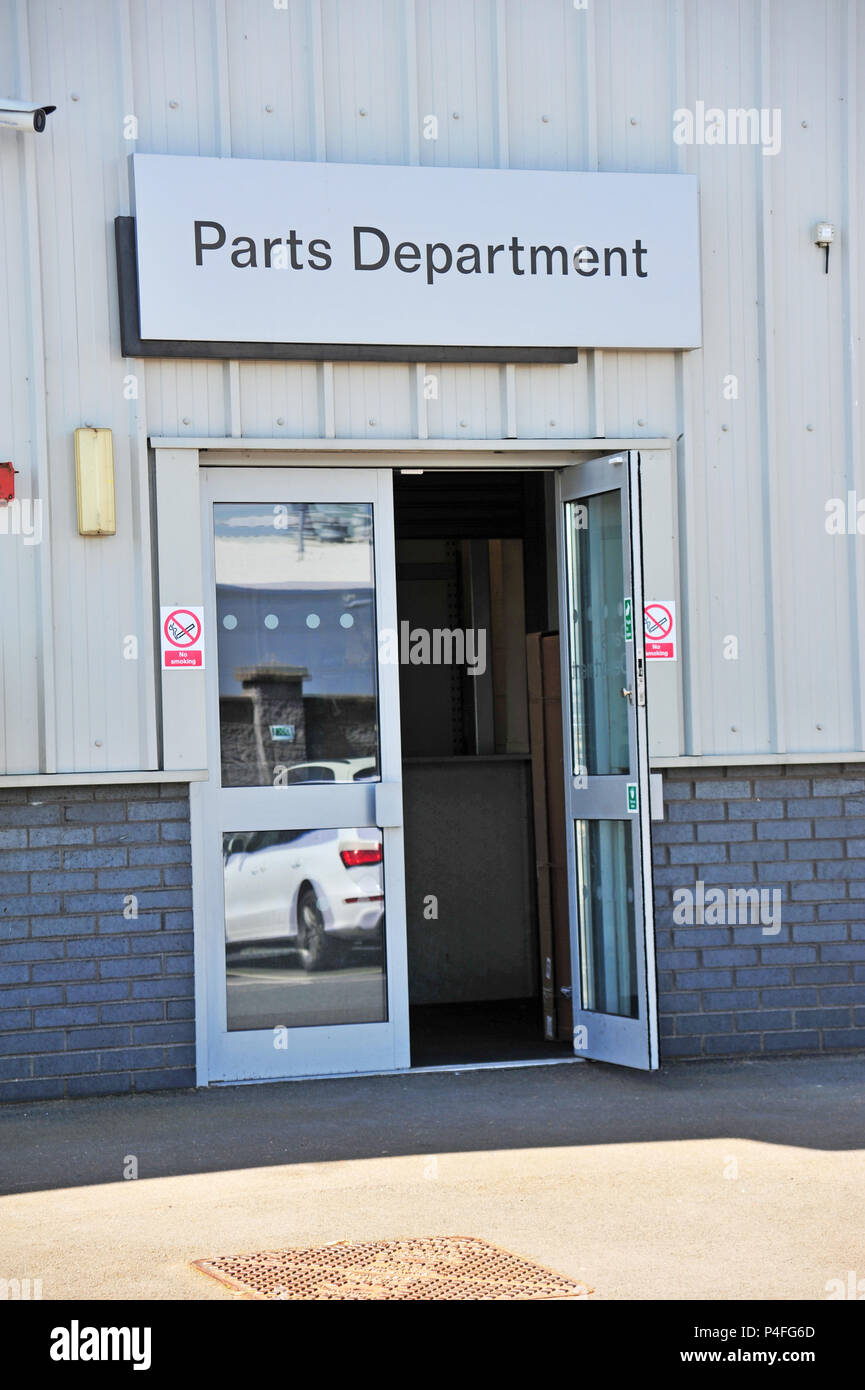 Car dealership Parts Department open door Stock Photo Alamy