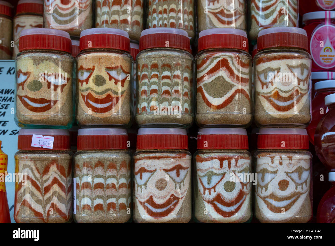 Sand Painting In Jars Stock Photo Alamy