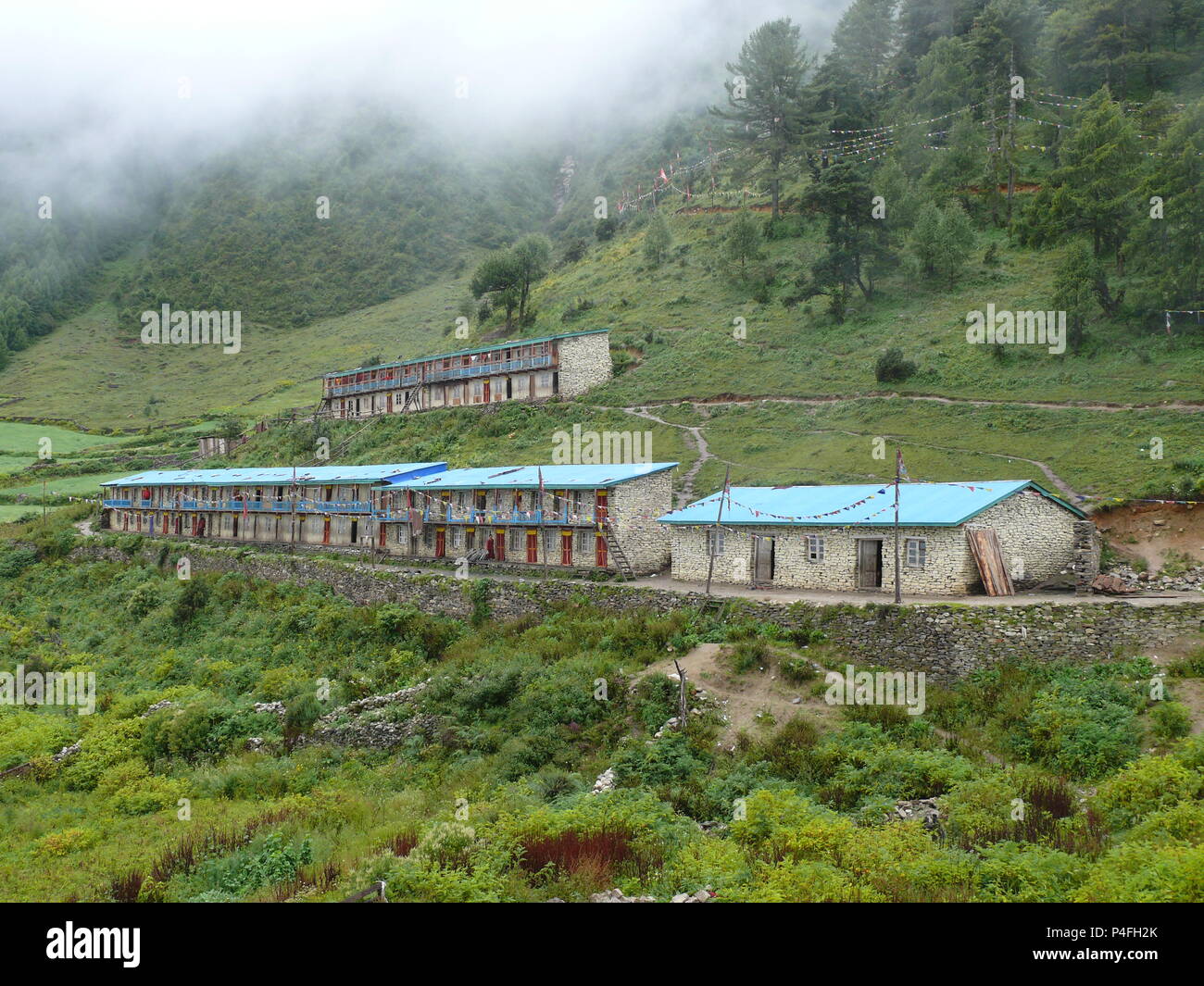 Monk's school and dormitory - Lho Monastery - Manaslu trekking in Nepal Stock Photo
