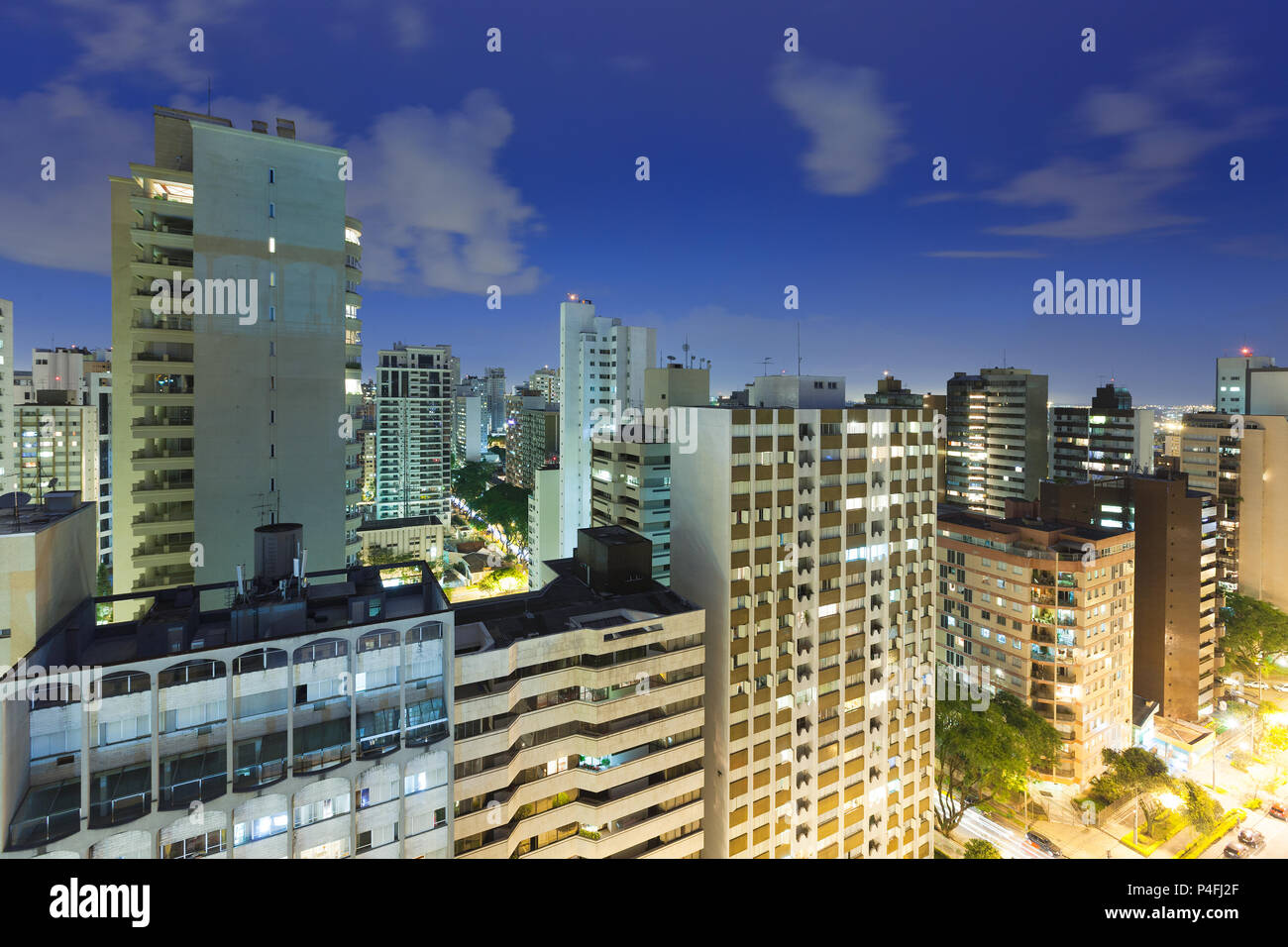 Panoramic view of Batel neighborhood in Curitiba, Parana State, Brazil Stock Photo