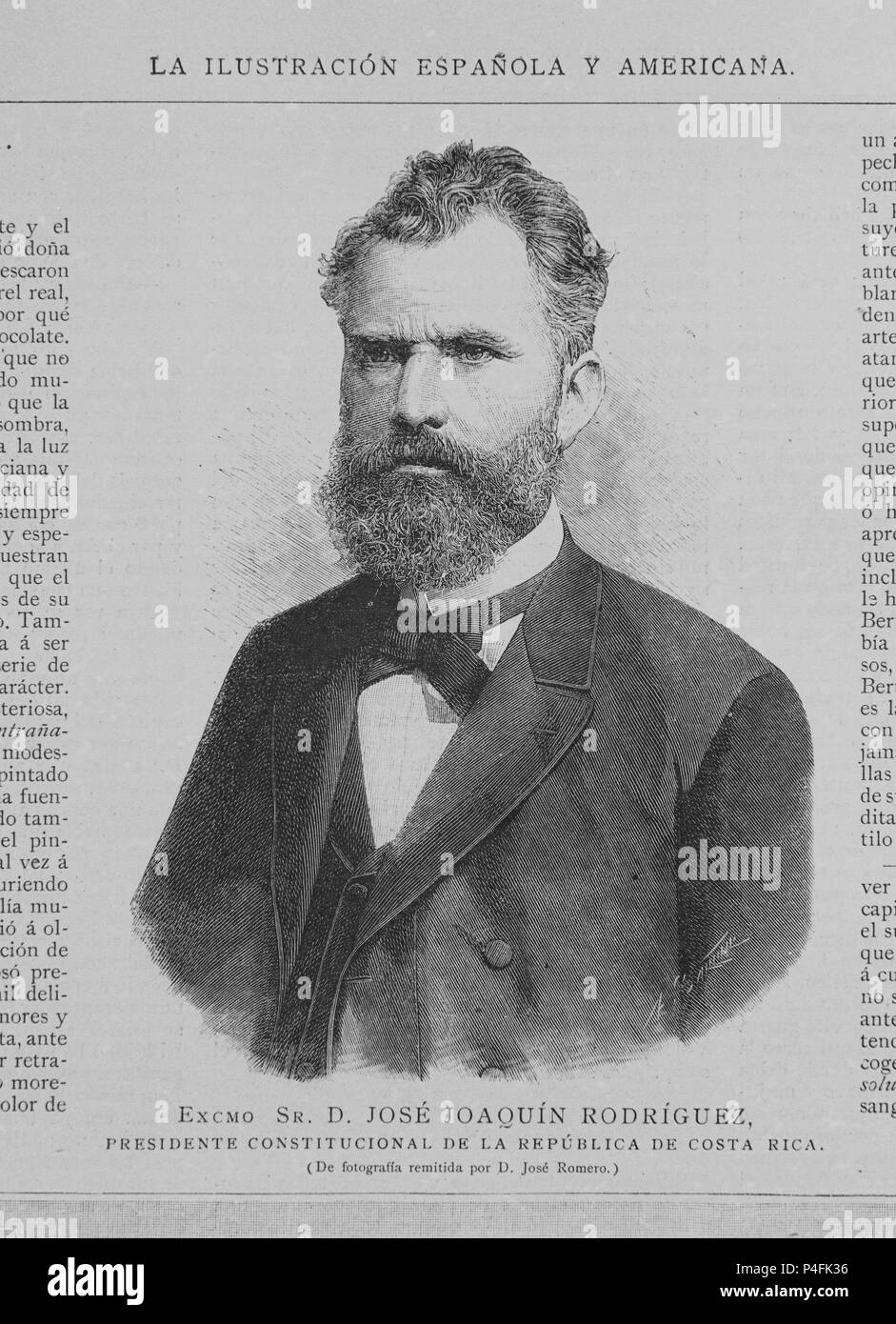 DON JOSE JOAQUIN RODRIGUEZ (1838-1917) PRESIDENTE CONSTITUCIONAL DE LA REPUBLICA DE COSTA RICA. Location: BIBLIOTECA NACIONAL-COLECCION, MADRID, SPAIN. Stock Photo