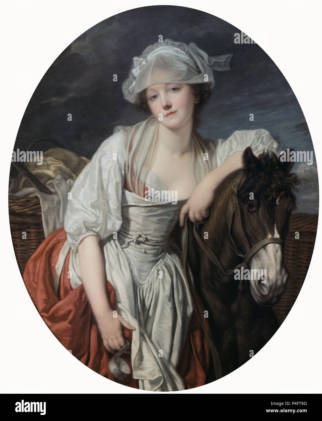 The Milkmaid - 18th century - 106x86 cm - oil on canvas - French Rococo. Author: Jean Baptiste Greuze (1725-1805). Location: LOUVRE MUSEUM-PAINTINGS. Also known as: LA LECHERA. Stock Photo