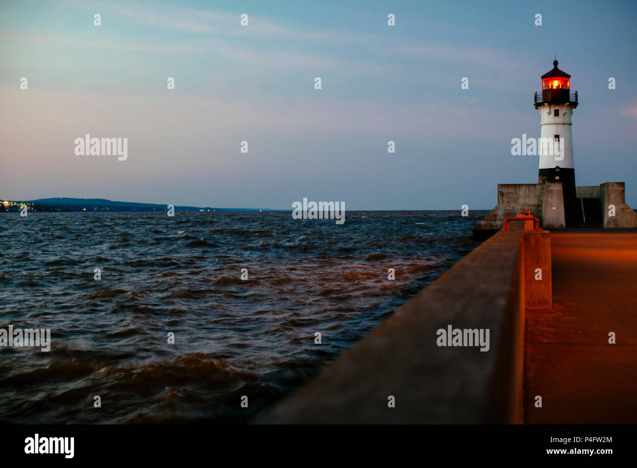 Lighthouse in Canal Park at sunset, Duluth, Minnesota Stock Photo Alamy