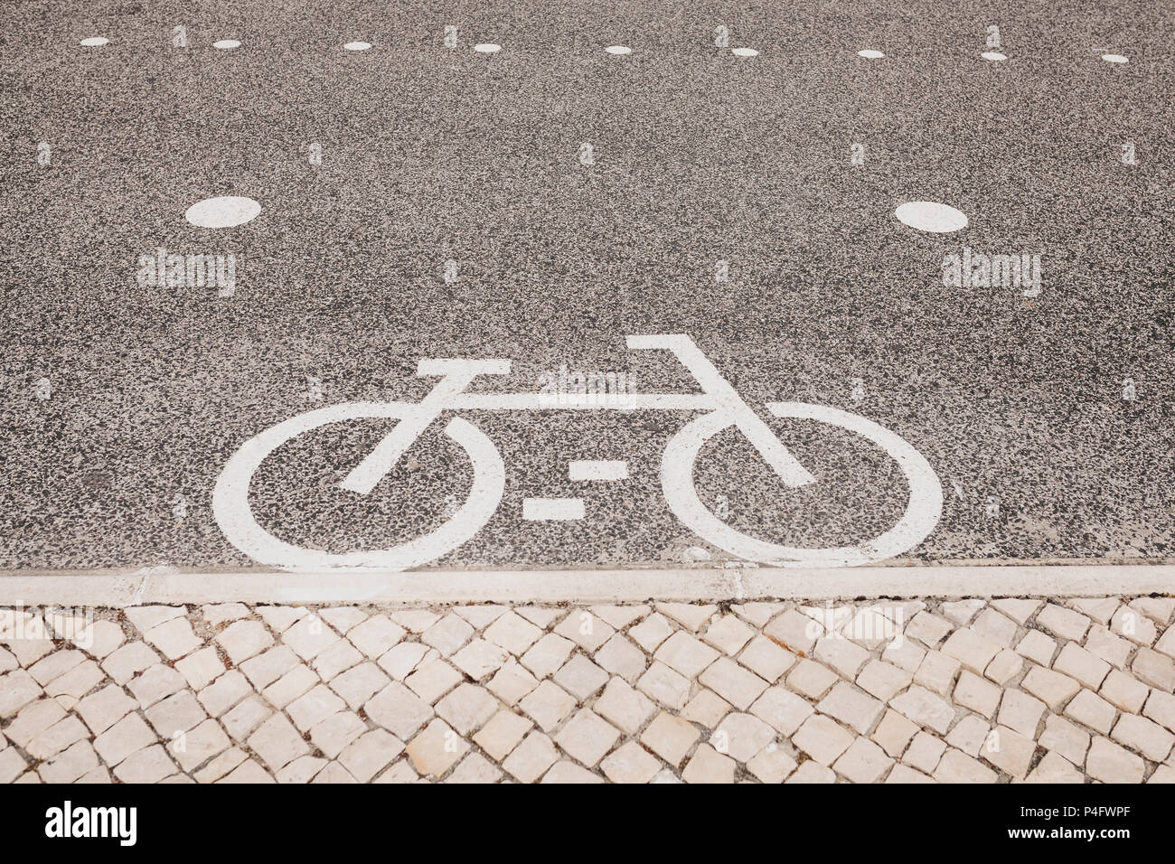 Bicycle road. A sign of a bicycle on a bicycle path Stock Photo