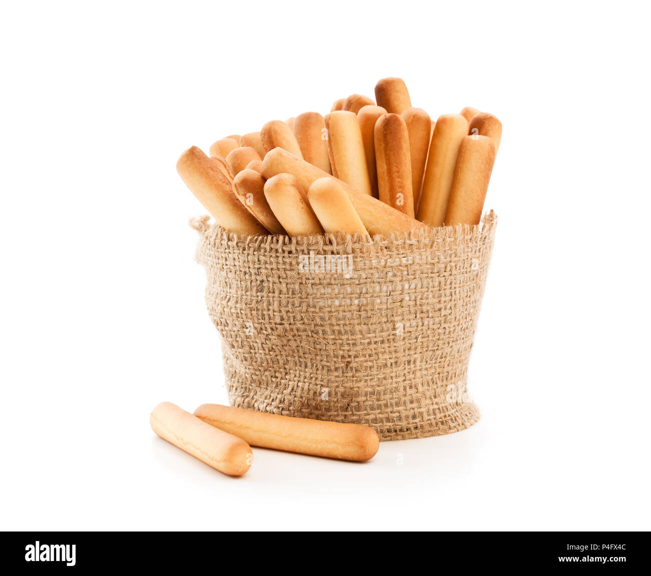 Salted  bread sticks isolated on white Stock Photo