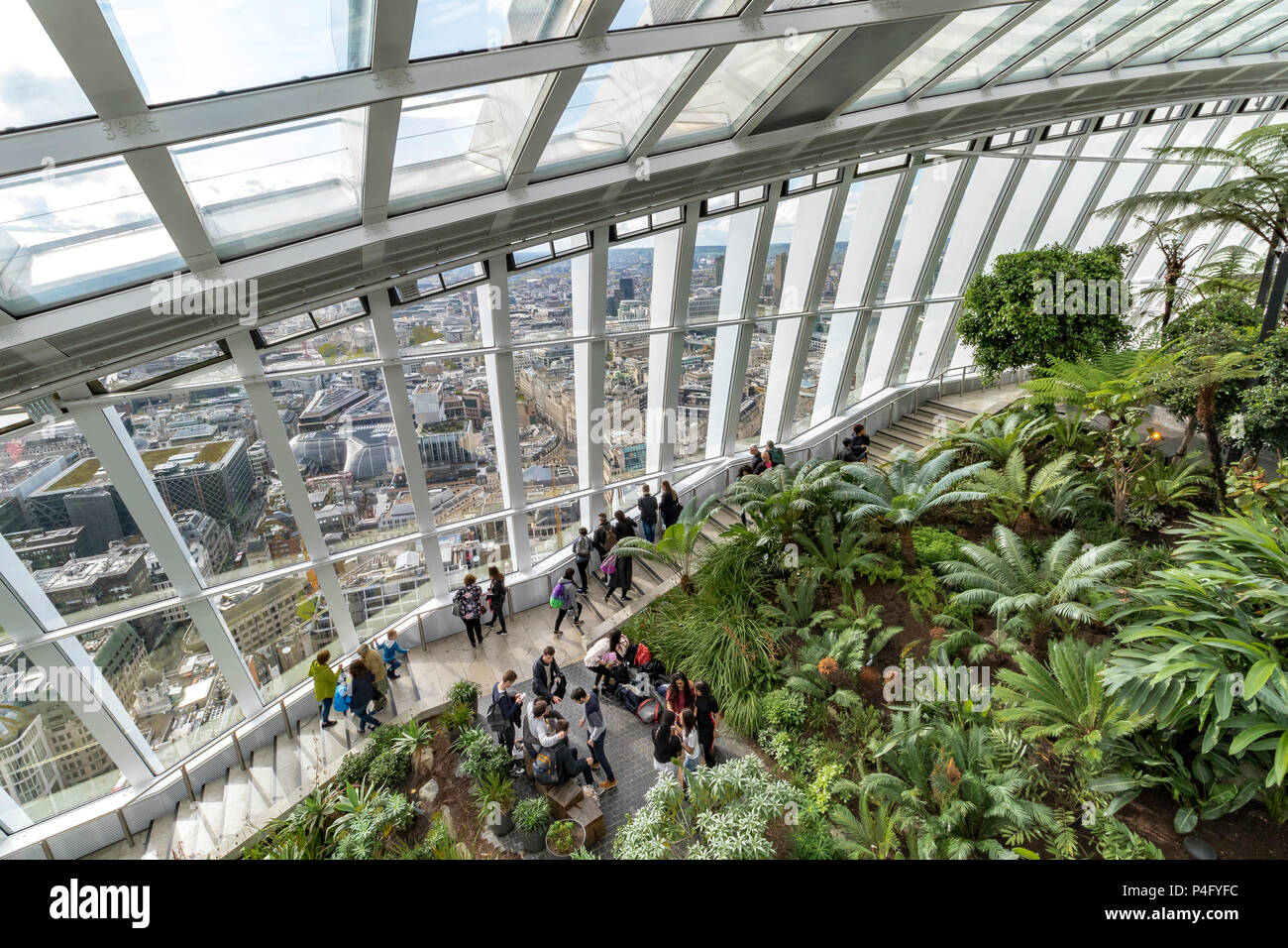 The Sky Garden, a public viewing gallery at the top of 20 Fenchurch Street  , also known as The Walkie Talkie Building ,in The City Of London , UK  Stock Photo - Alamy