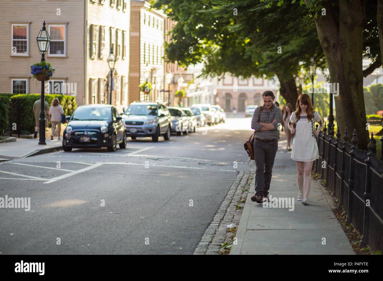 Original Film Title: IRRATIONAL MAN.  English Title: IRRATIONAL MAN.  Film Director: WOODY ALLEN.  Year: 2015.  Stars: JOAQUIN PHOENIX; EMMA STONE. Credit: GRAVIER PRODUCTIONS / Album Stock Photo