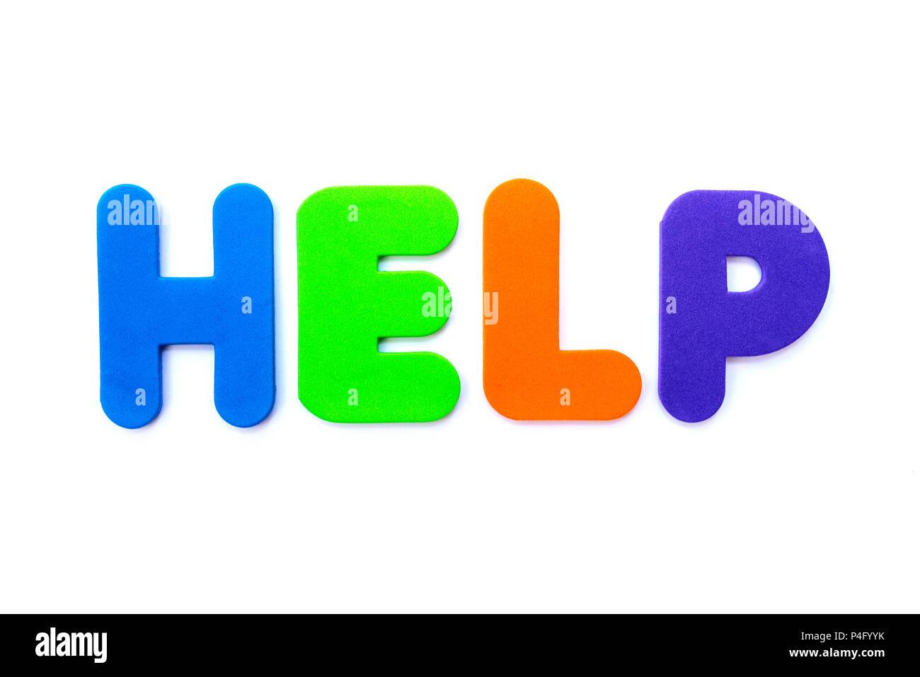The word HELP spelt in multi-coloured letters Stock Photo - Alamy