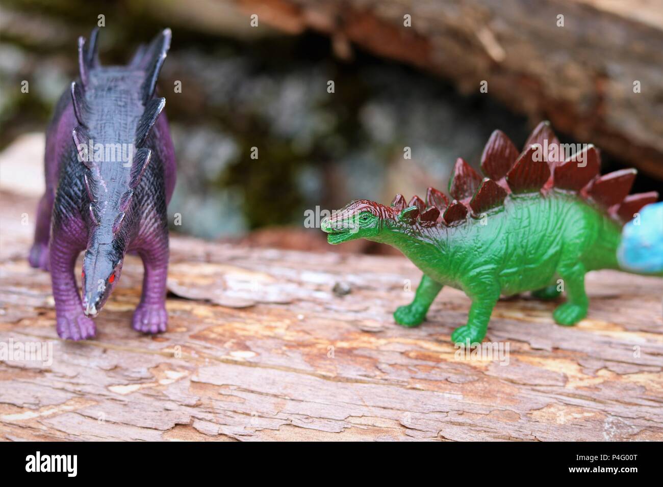 Plastic toy dinosaurs - News Concept Stock Photo