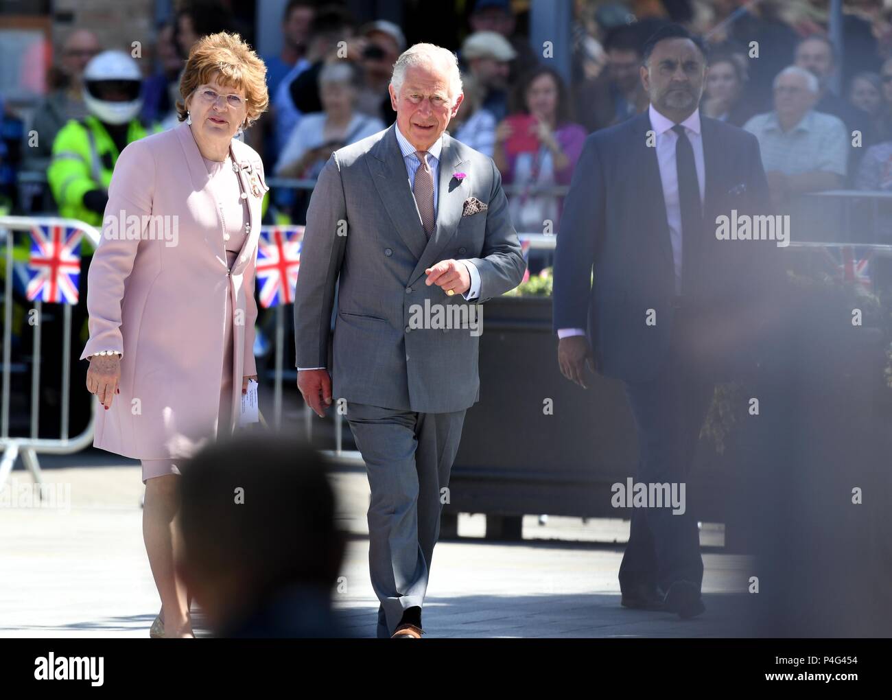 Salisbury, UK . 22nd June, 2018. Prince Charles and Camilla Duchess of Cornwall visit Salisbury in recognition of the recovery programme that is happening in the city. Credit: Finnbarr Webster/Alamy Live News Stock Photo