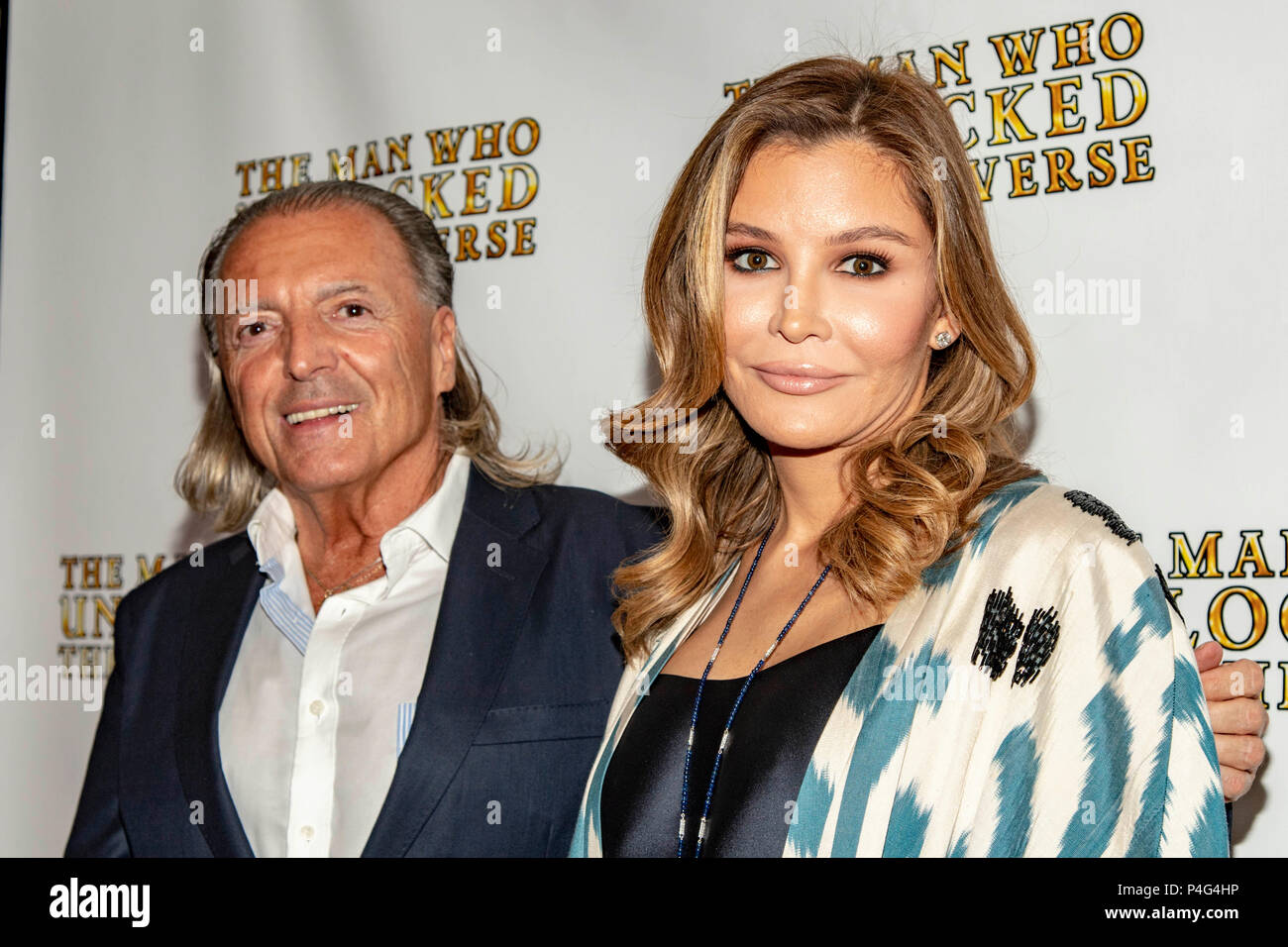Armand Assante, Lola Tillyaeva attend 'Man Who Unlocked the Universe' USA Premiere  at London Hollywood in West Hollywood, California on June 21, 2018 Stock Photo