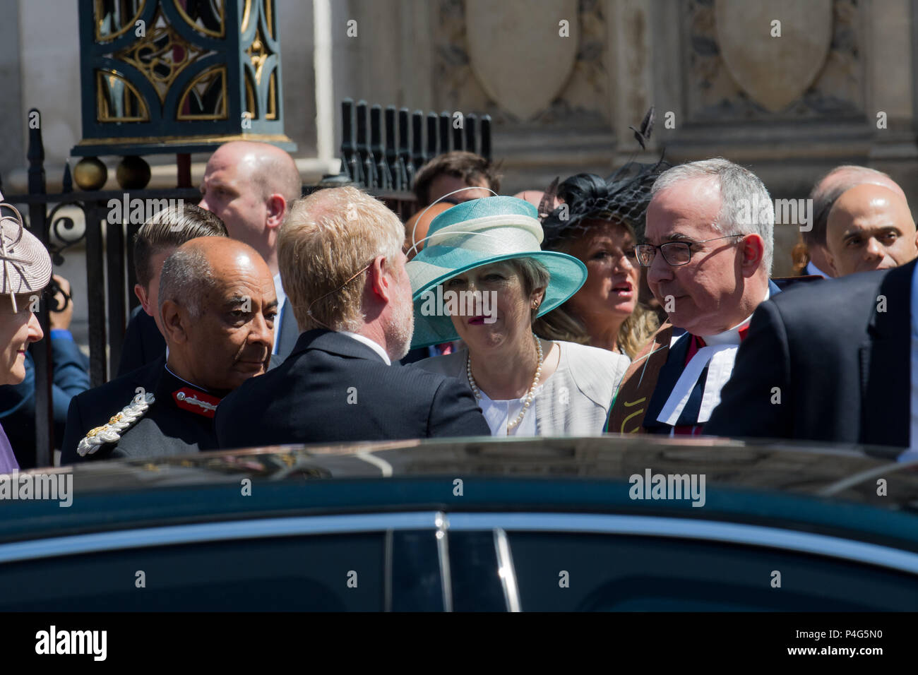 London, UK . 21st June, 2018. Theresa May leaving the Windrush 70th Anniversary at Westminster Abbey, London, UK on June 22nd 2018. Credit: Picture Capital/Alamy Live News Stock Photo