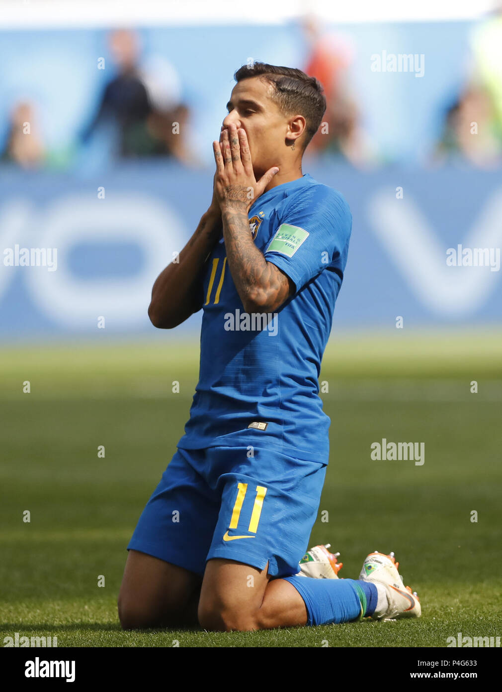 Saint Petersburg, Russia. 22nd June, 2018. Philippe Coutinho of Brazil  reacts during the 2018 FIFA World Cup Group E match between Brazil and  Costa Rica in Saint Petersburg, Russia, June 22, 2018.