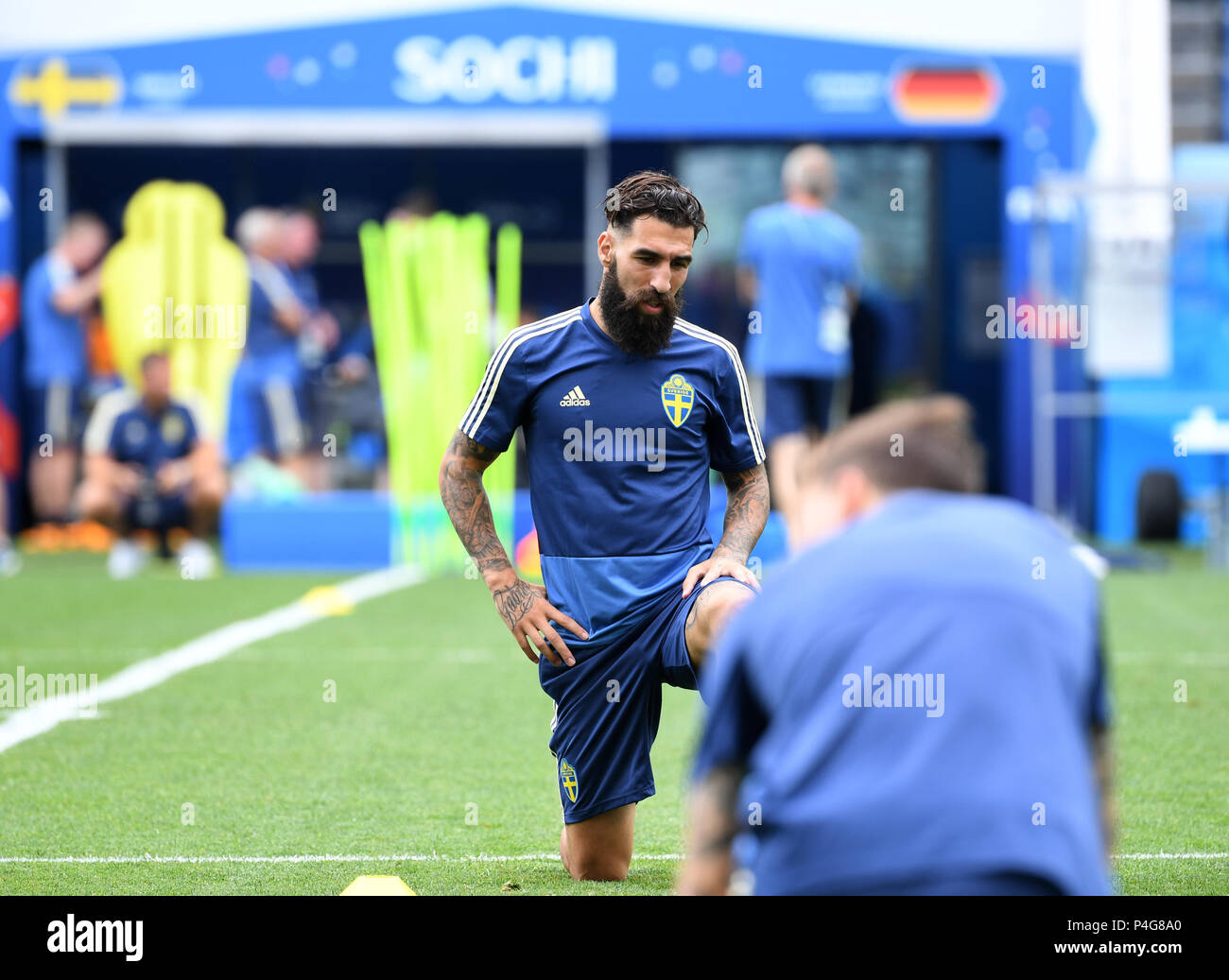 Sotchi, Russia. 22nd June, 2018. Soccer, World Cup, national soccer squad, final training, Group F, Sweden vs. Germany, Fisht stadium: Sweden's Jimmy Durmaz. Credit: Ina Fassbender/dpa/Alamy Live News Stock Photo
