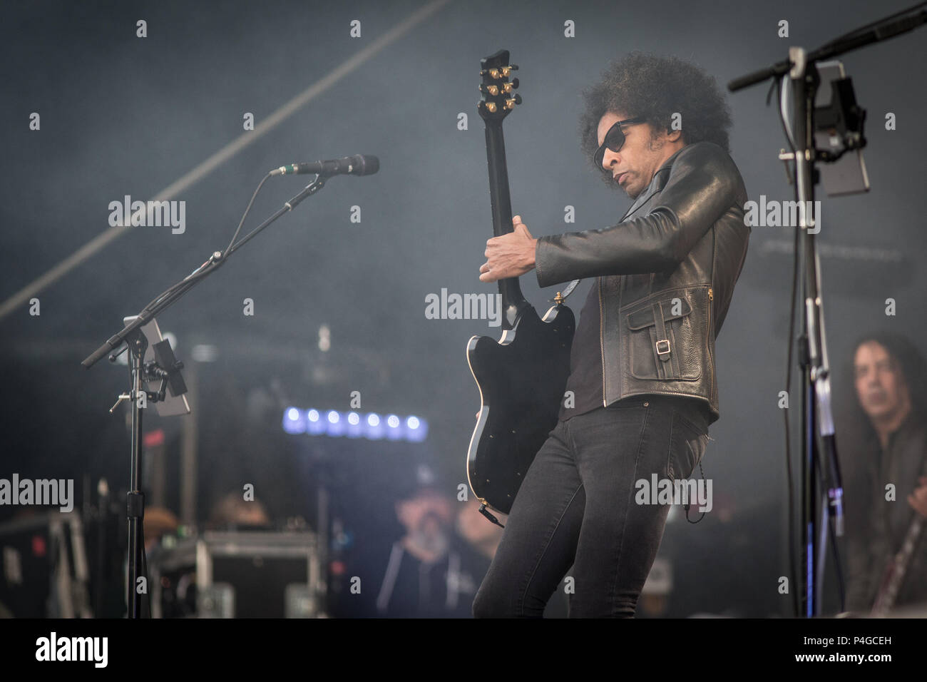Denmark, Copenhagen - June 22, 2018. The American rock band Alice in Chains  performs a live concert during the Danish heavy metal festival Copenhell  2018 in Copenhagen. Here singer and guitarist William