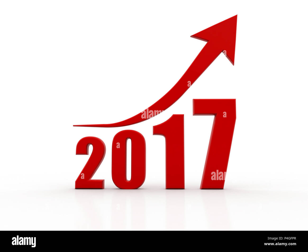 3d illustration of 2017 year sign and arrow Stock Photo
