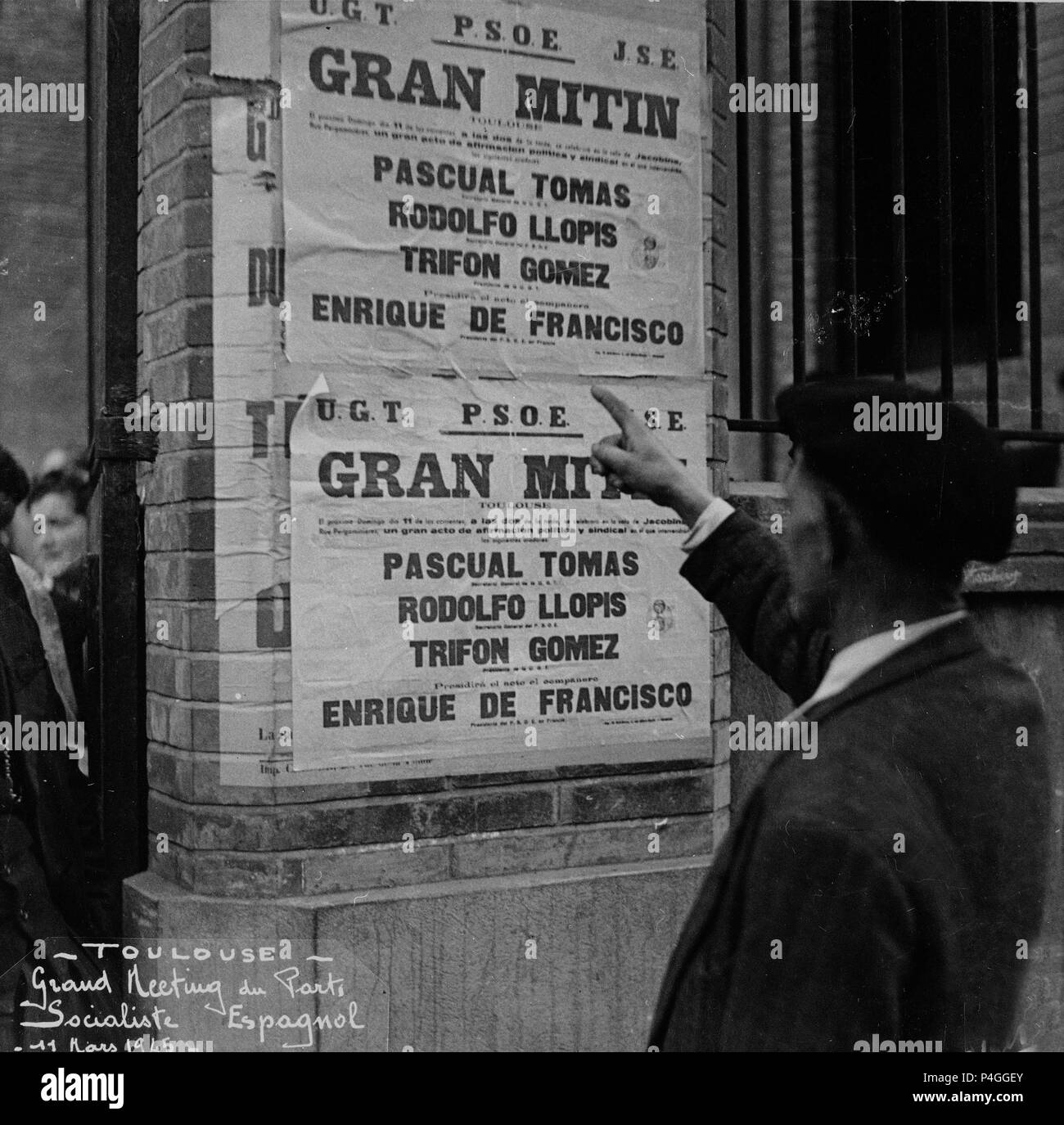 MITIN DEL PARTIDO SOCIALISTA ESPAÑOL, 11 DE MARZO DE 1945. Location: FUNDACION PABLO IGLESIAS, MADRID, SPAIN. Stock Photo