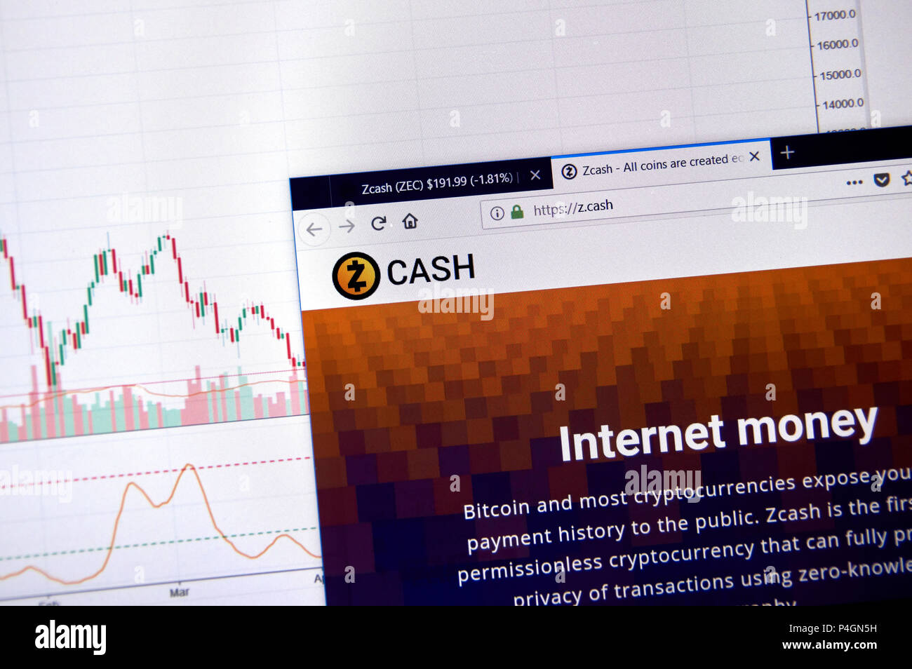Zca!   sh Stock Photos Zcash Stock Images Alamy - montreal canada june 20 2018!    zcash crypto currency home page cryptocurrency