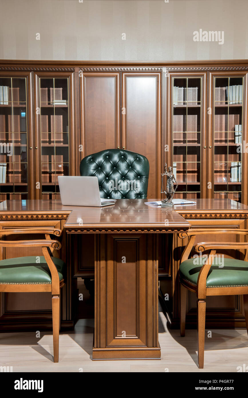 Interior of office room with chairs and table in classic design Stock