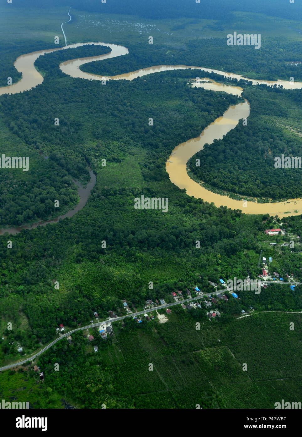 Aerial in the Central Borneo Stock Photo