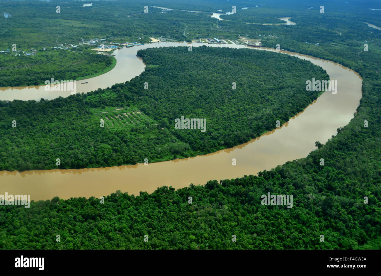 Aerial in the Central Borneo Stock Photo