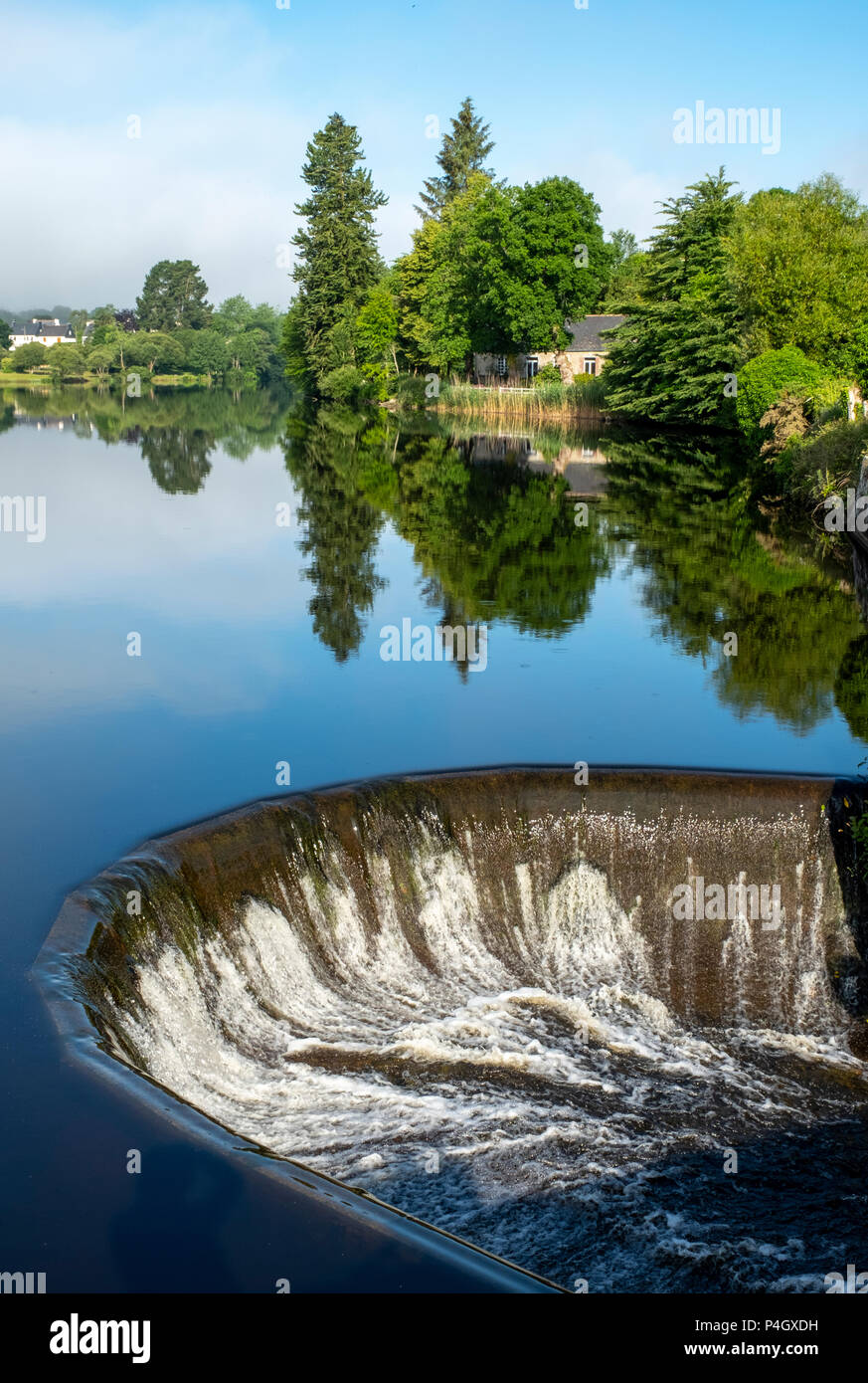 Water flowing from the lake in Huelgoat, Finistère, Brittany, France, Europe Stock Photo