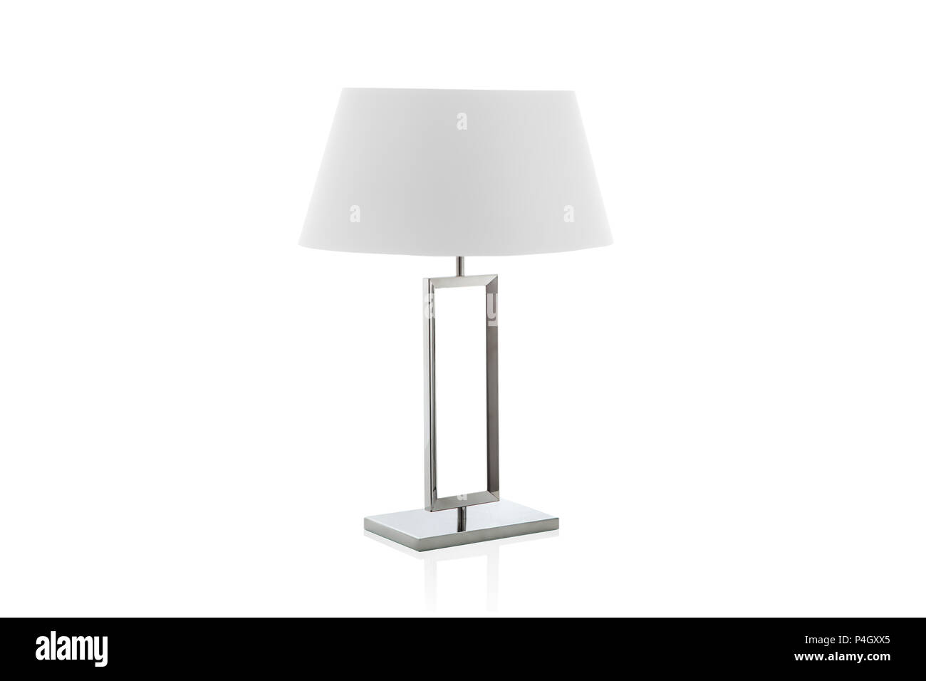Modern Table Lamp With Small Salmon Lampshade Isolated Stock Photo Alamy