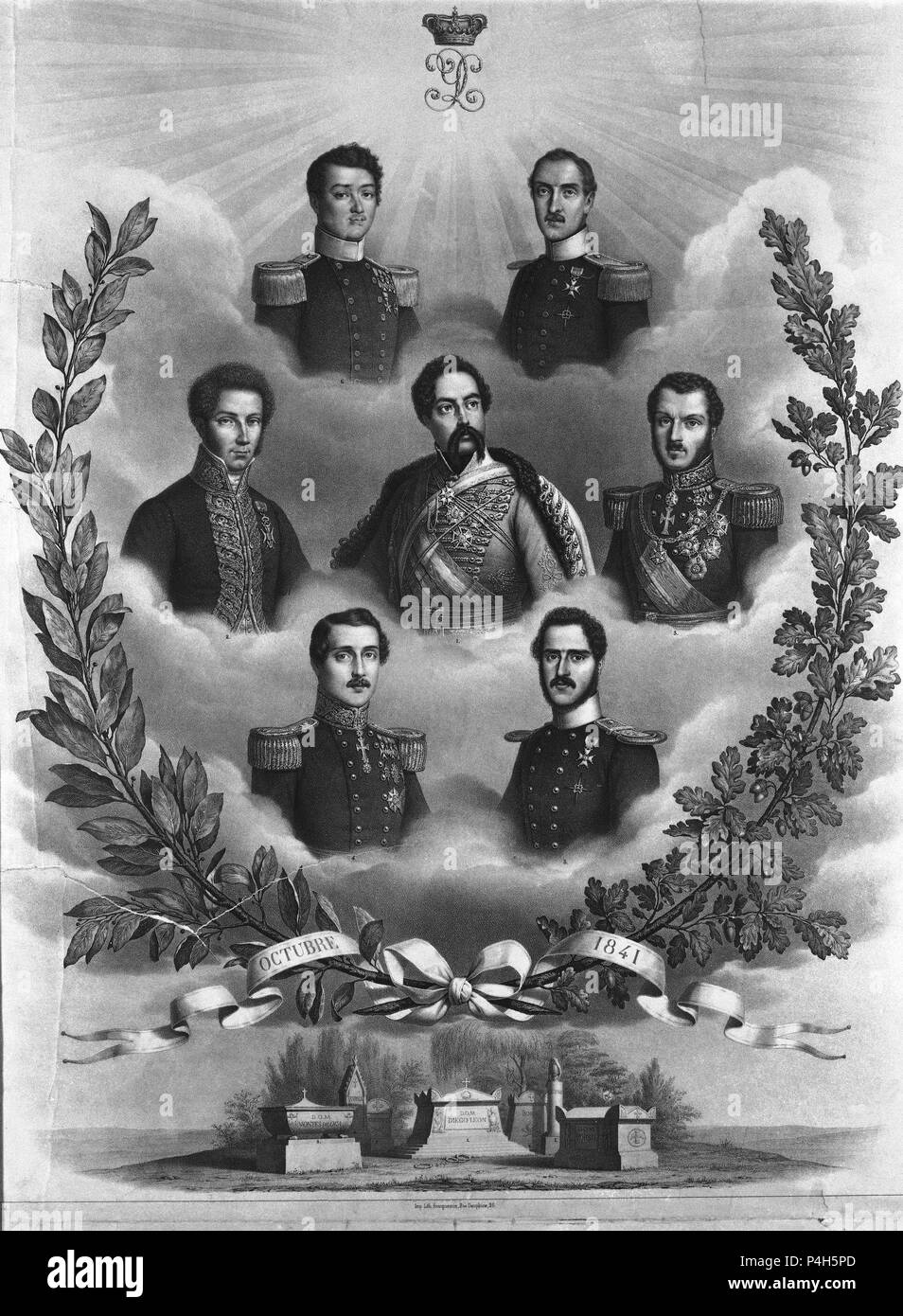 PERSONAJES ILUSTRES - OCTUBRE DE 1841 - GRABADO SIGLO XIX. Location: MUSEO ROMANTICO-GRABADO, MADRID, SPAIN. Stock Photo