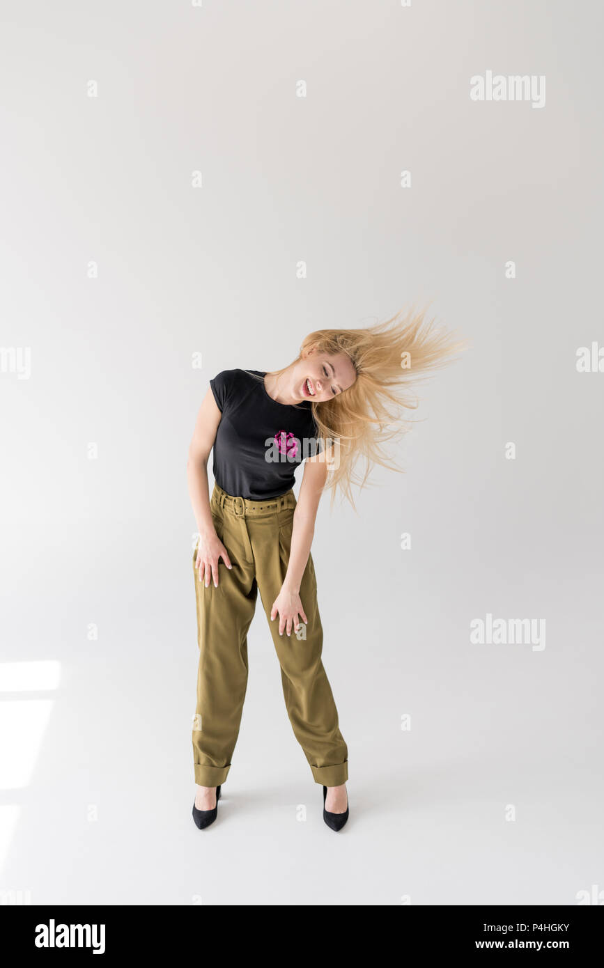 Blonde girl dancing hi-res stock photography and images - Alamy