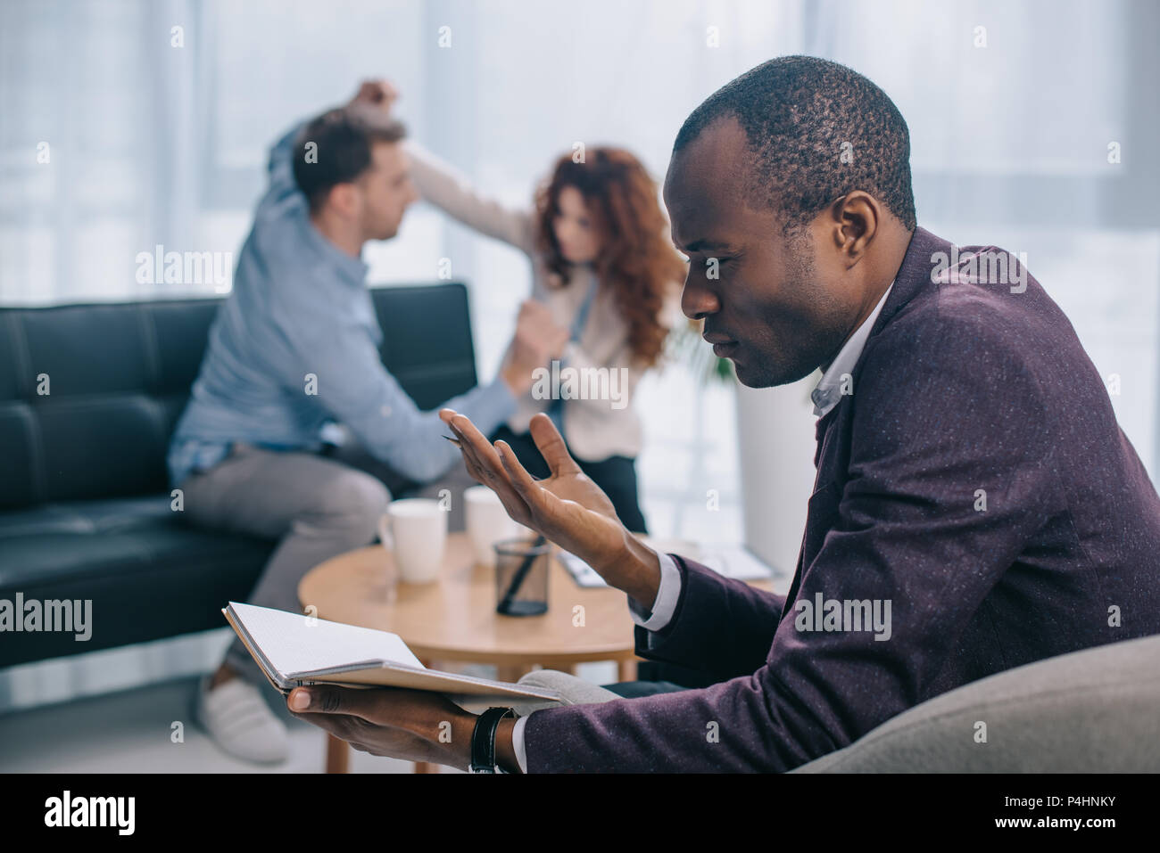 Upset sofa black couple hi-res stock photography and images - Alamy
