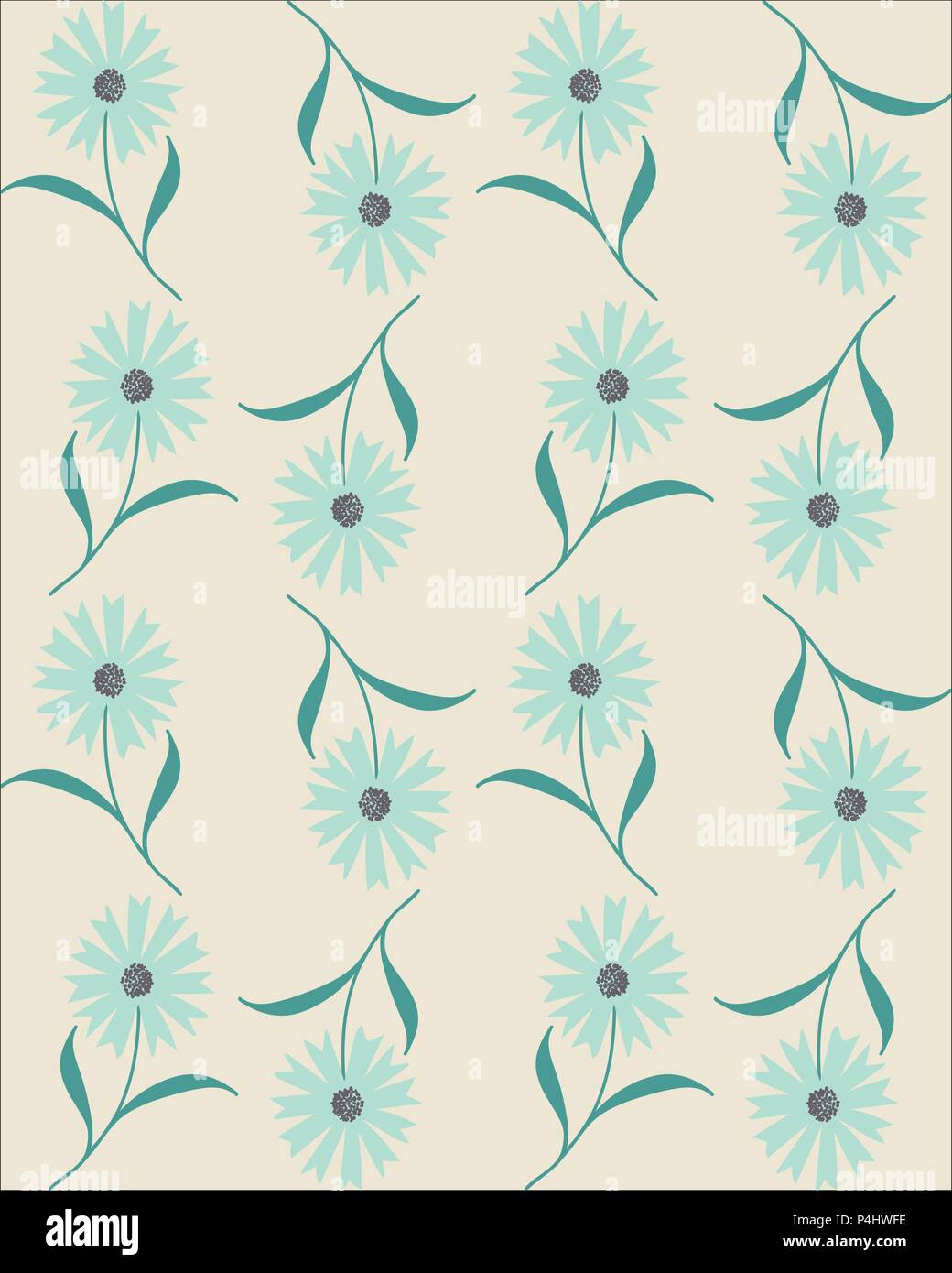 Vector seamless abstract pattern with light blue cornflowers on white background Stock Vector