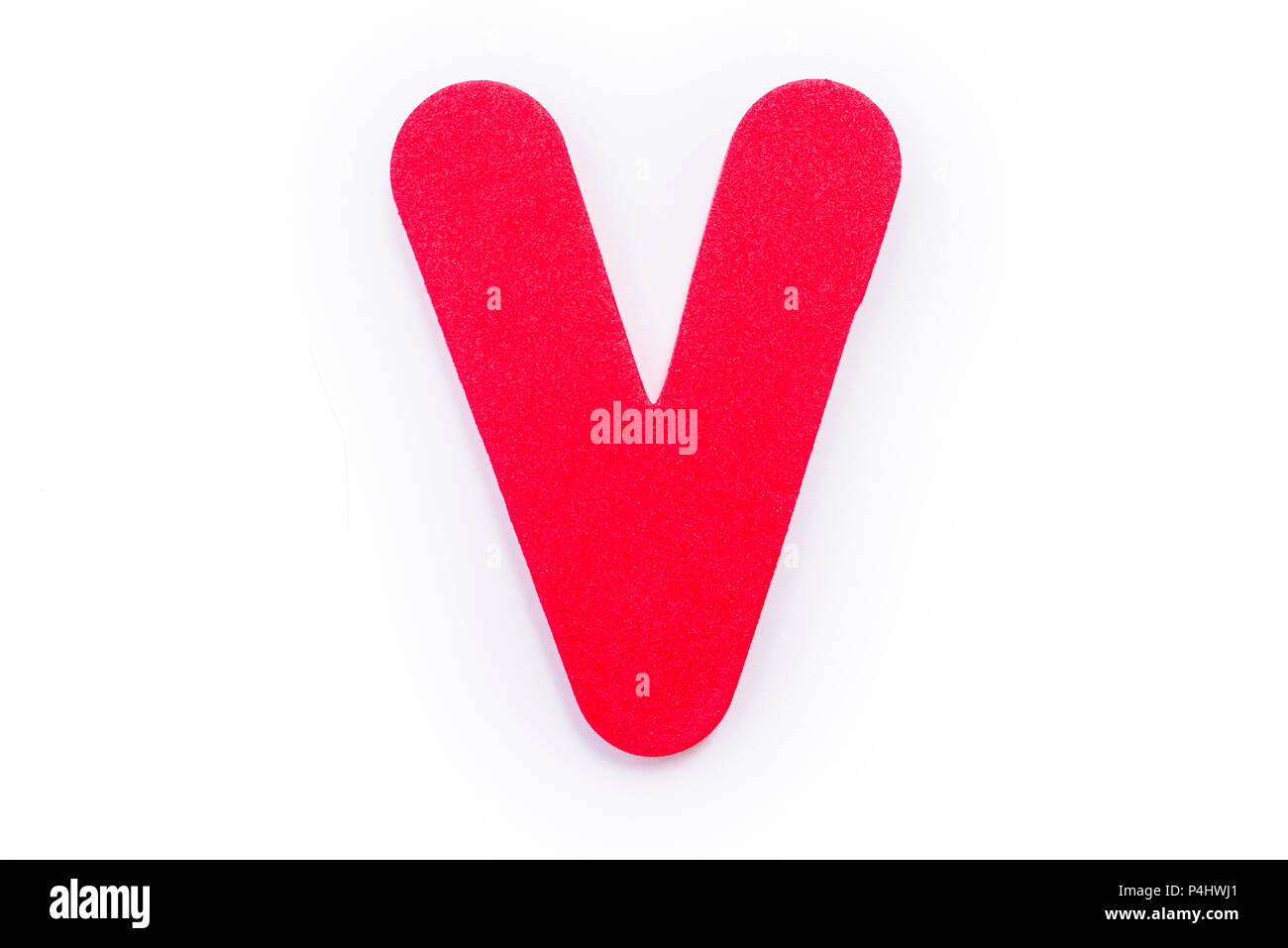 Red Letter V over a white background Stock Photo - Alamy