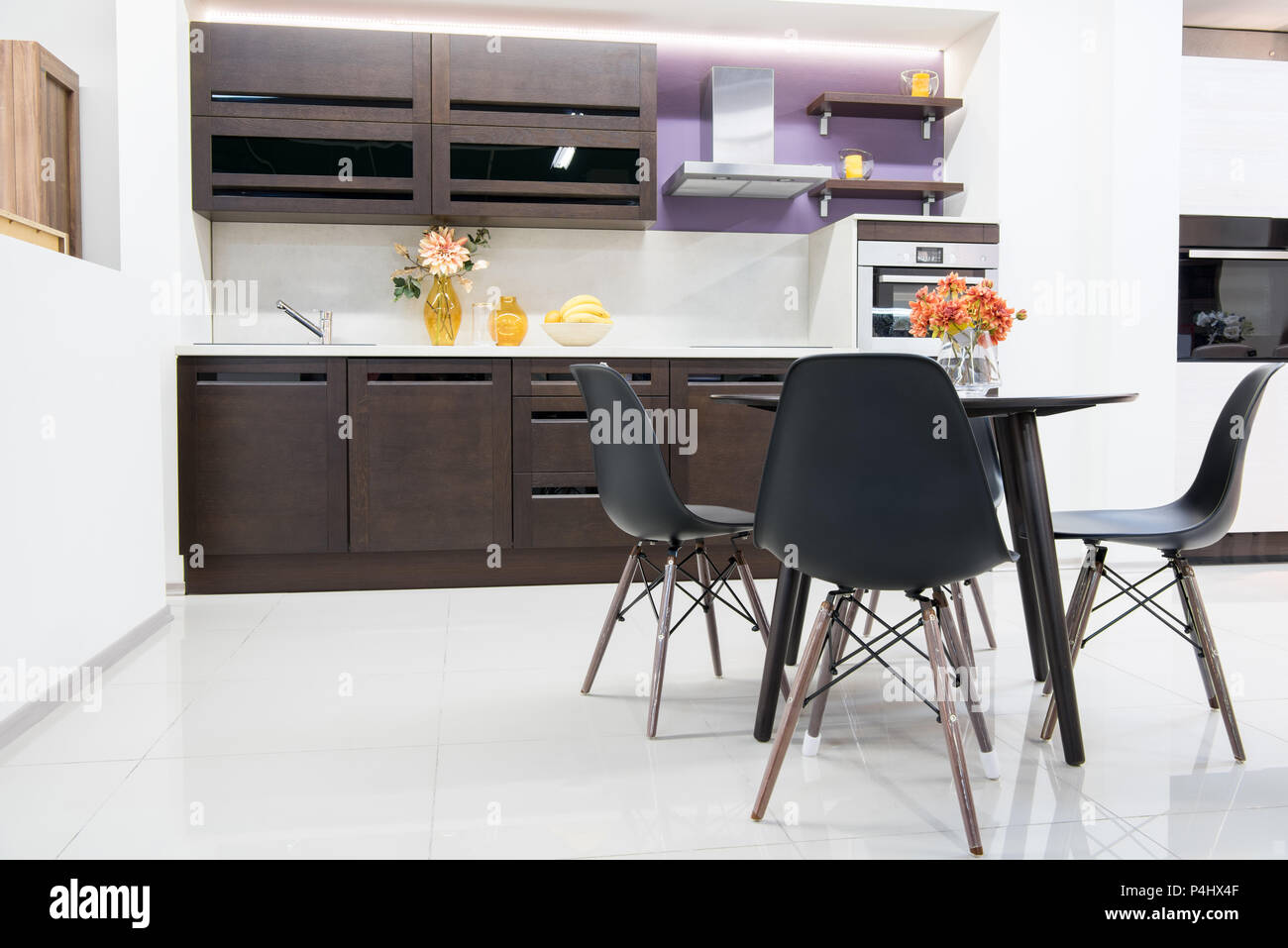 cozy modern kitchen interior with furniture Stock Photo - Alamy
