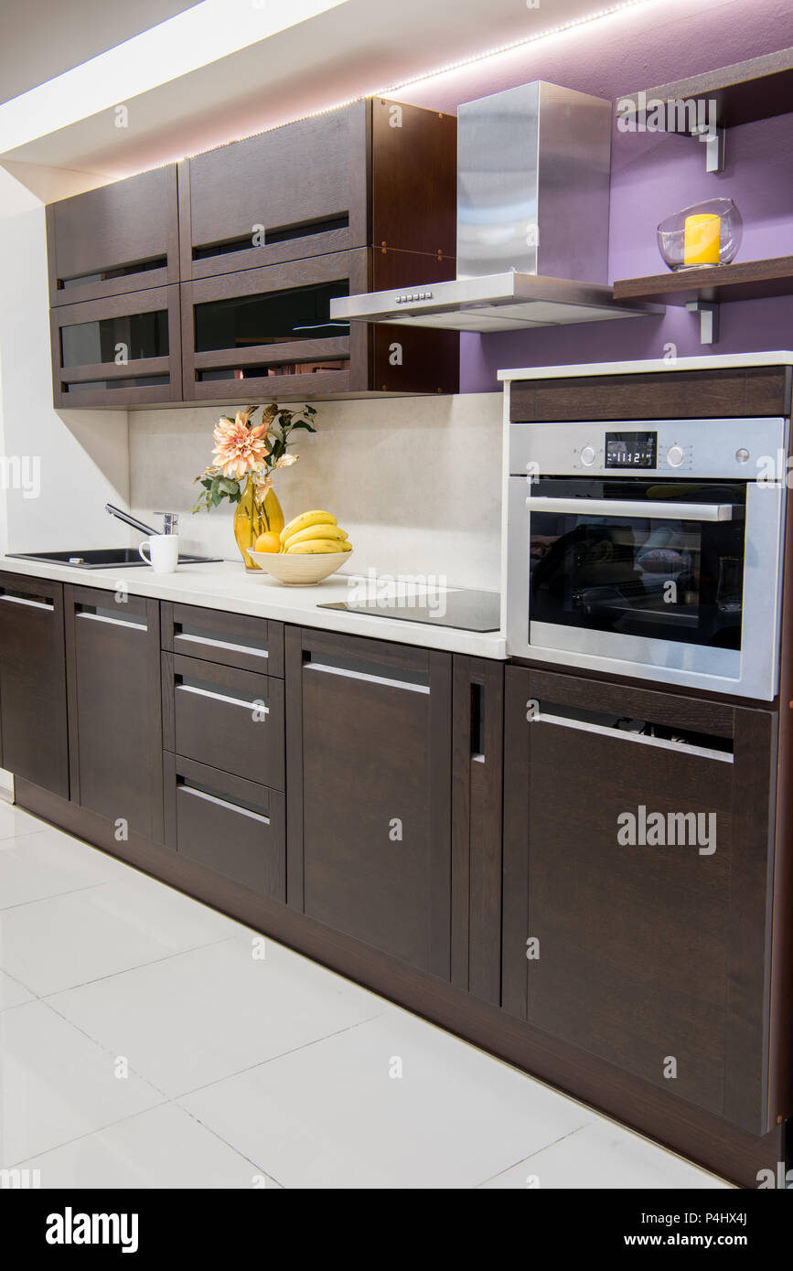 cozy modern kitchen interior with furniture Stock Photo - Alamy