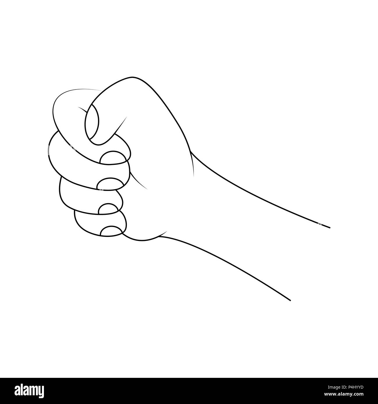 clenched fist,holding hand outline vector design isolated on white Stock Vector