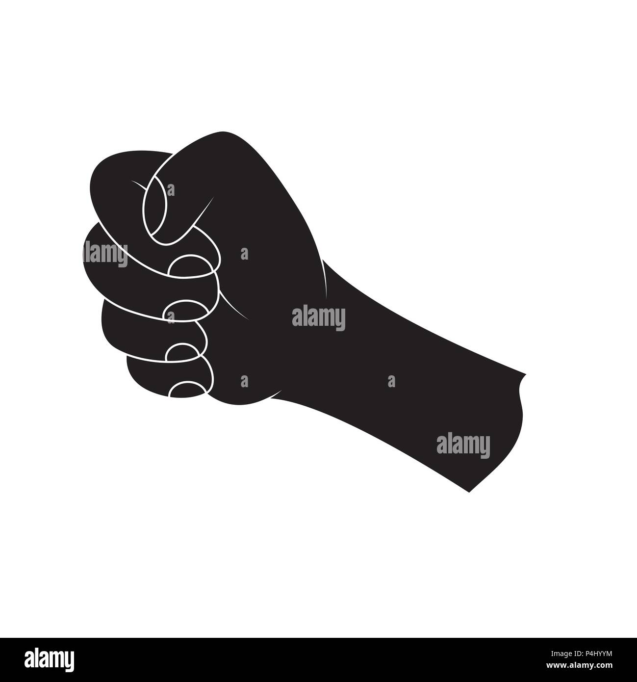 clenched fist,holding hand silhouette vector design isolated on white Stock Vector