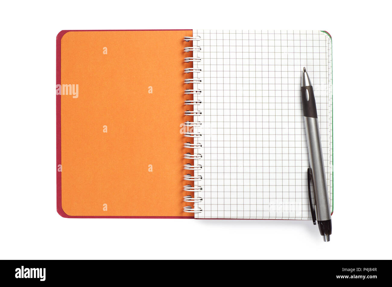 Opened notepad and pen on white background Stock Photo - Alamy
