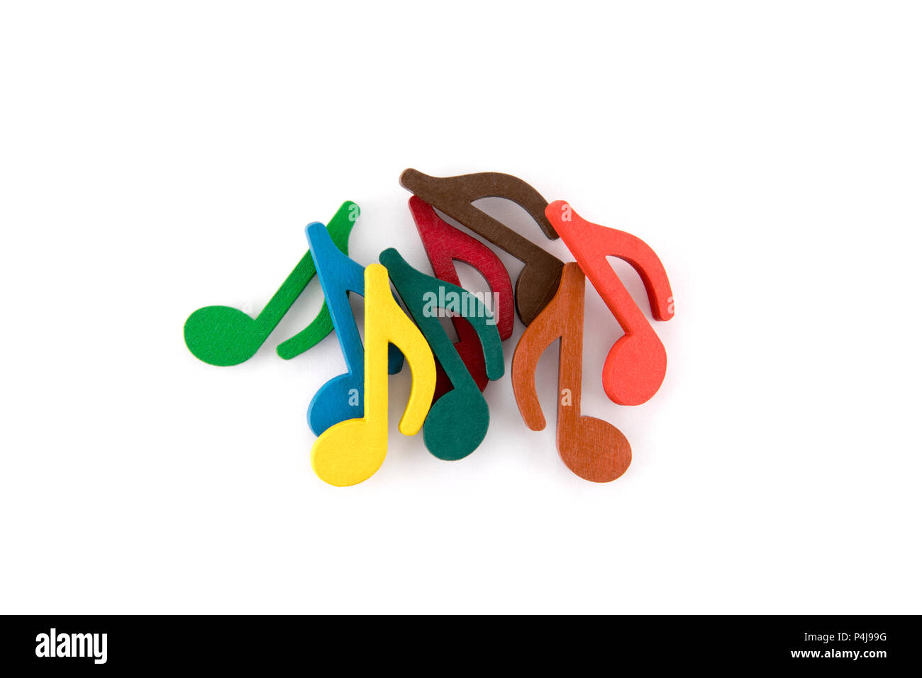 Colorful music notes on white background Stock Photo