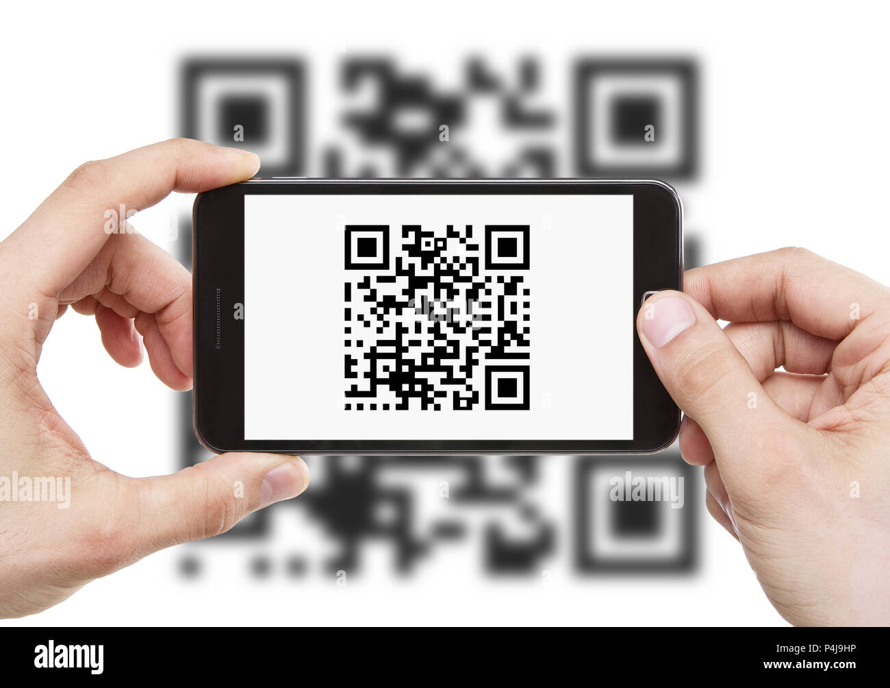 Scanning QR code with mobile phone Stock Photo - Alamy